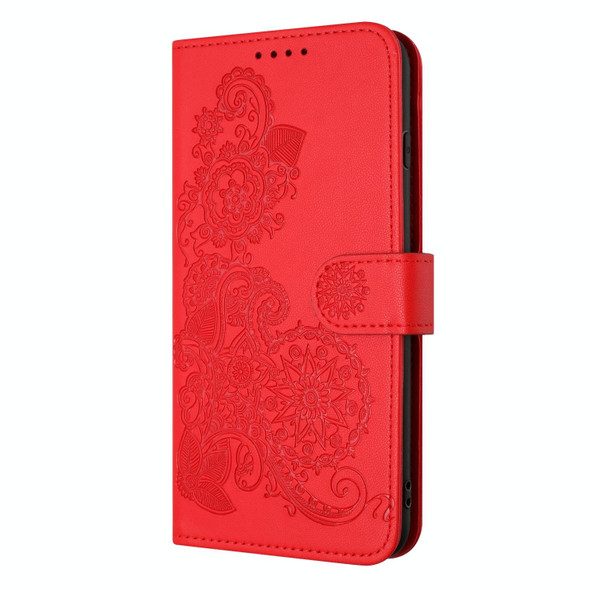 For Samsung Galaxy A24 4G Datura Flower Embossed Flip Leatherette Phone Case(Red)