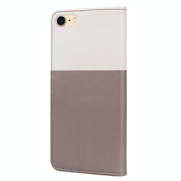 For iPhone SE 2022 / 2020 / 8 / 7 Cute Pet Series Color Block Buckle Leatherette Phone Case(Pale Mauve)