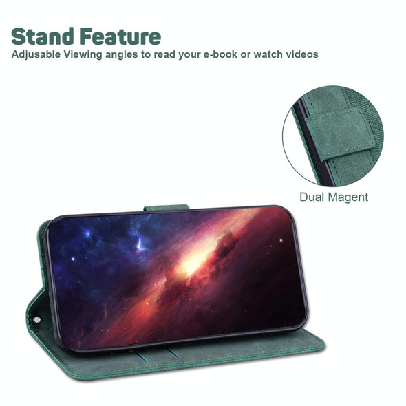 For Realme 11 4G Global Geometric Embossed Leatherette Phone Case(Green)