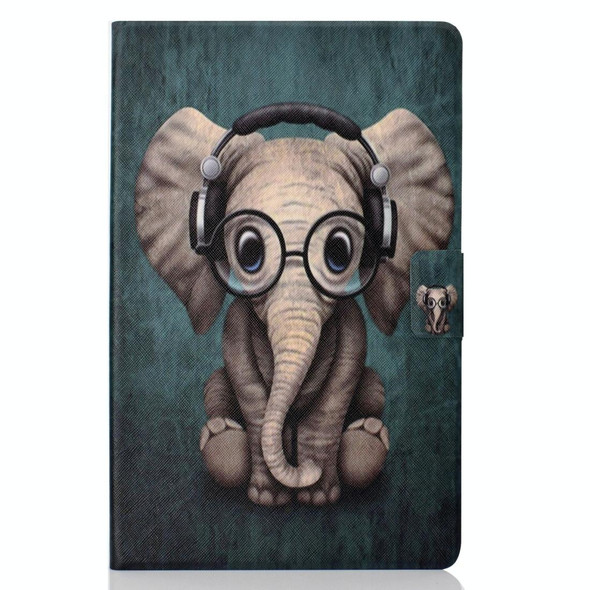 Electric Horizontal Flat Painted Leatherette Case with Pen Cover & Card Slot & Holder(Elephant)