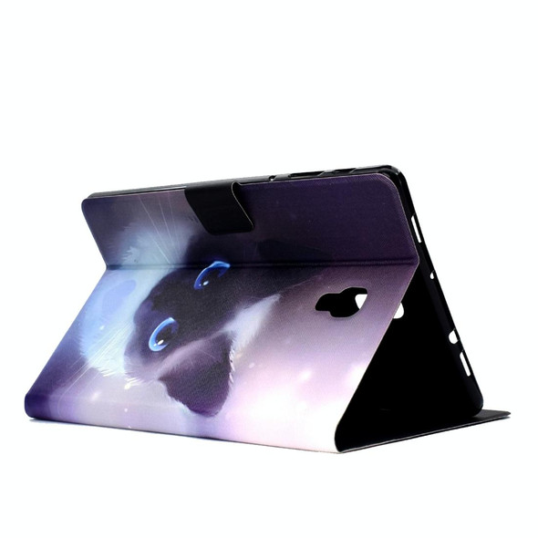 Electric Horizontal Flat Painted Leatherette Case with Pen Cover & Card Slot & Holder(Blue Eyed Cat)
