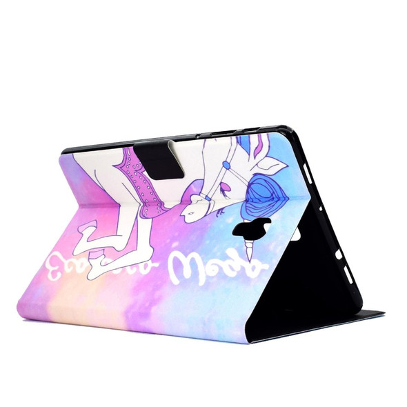 Electric Horizontal Flat Painted Leatherette Case with Pen Cover & Card Slot & Holder(Pink Horse)