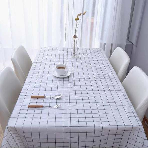 137x137cm Home Tablecloth No-wash PVC Coffee Table Cloth(White Plaid)