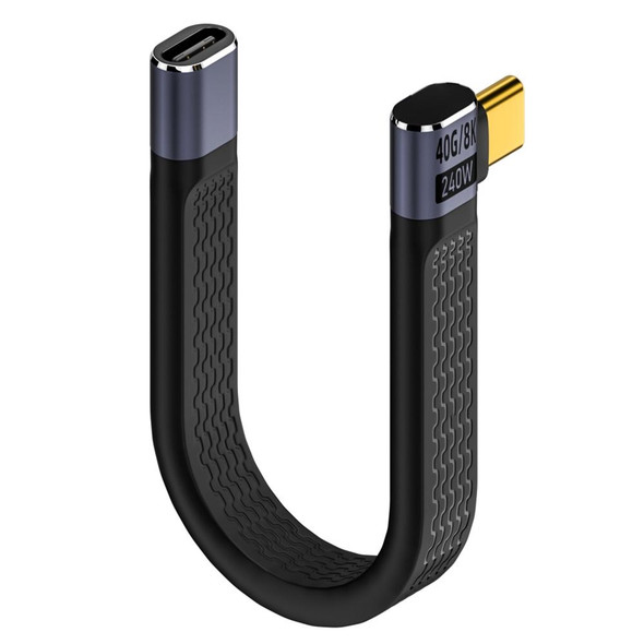 240W 40Gbps USB-C / Type-C Male to USB-C / Type-C Female Side Bend Flexible Board Data Cable