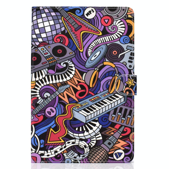 For Samsung Galaxy Tab A 10.1 (2019) T510/T515 Colored Drawing Pattern Horizontal Flip PU Leatherette Case with Holder & Card Slot(Graffiti)