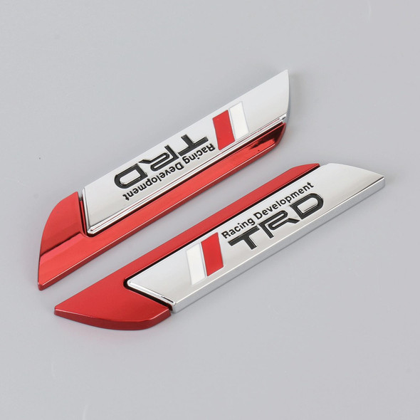 1 Pair Car Racing Development TRD Personalized Aluminum Alloy Decorative Stickers, Size: 11.5 x 2.5 x 0.5cm (Red)