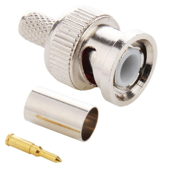 100 PCS UG1789 Crimp 3 in 1 BNC Male Connector Adapter for RG59 Coaxial Cable