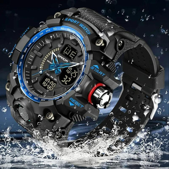 SANDA 3132 Men Multifunctional Waterproof Luminous Sports Watch(Black White)