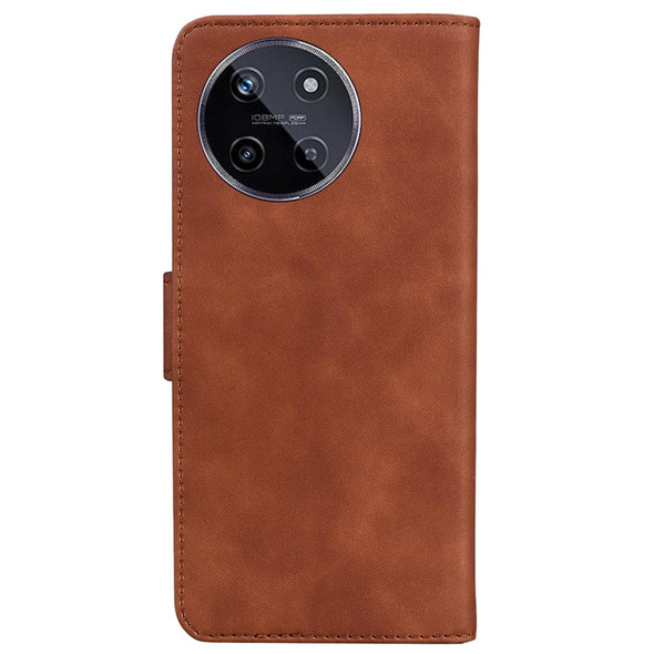 For Realme 11 4G Global Skin Feel Pure Color Flip Leatherette Phone Case(Brown)
