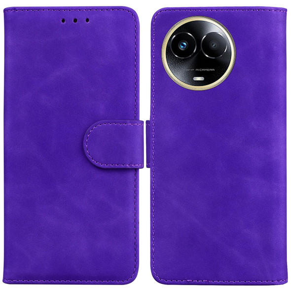 For Realme 11 5G Global Skin Feel Pure Color Flip Leatherette Phone Case(Purple)