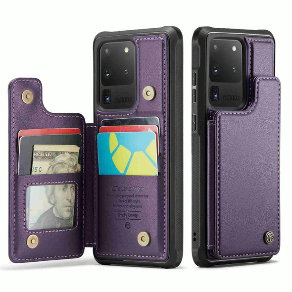 For Samsung Galaxy S20 Ultra CaseMe C22 Card Slots Holder RFID Anti-theft Phone Case(Purple)