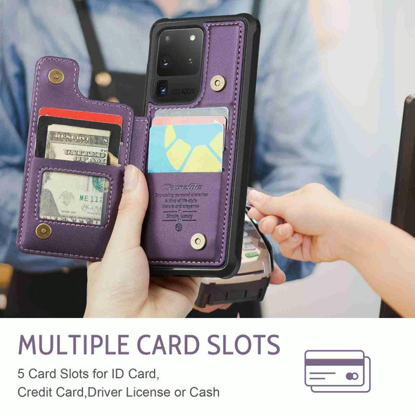 For Samsung Galaxy S20 Ultra CaseMe C22 Card Slots Holder RFID Anti-theft Phone Case(Purple)