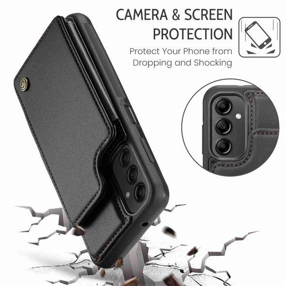 For Samsung Galaxy A14 CaseMe C22 Card Slots Holder RFID Anti-theft Phone Case(Black)