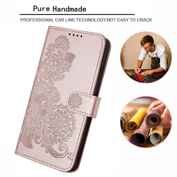 For Samsung Galaxy S20 Ultra Datura Flower Embossed Flip Leatherette Phone Case(Rose Gold)