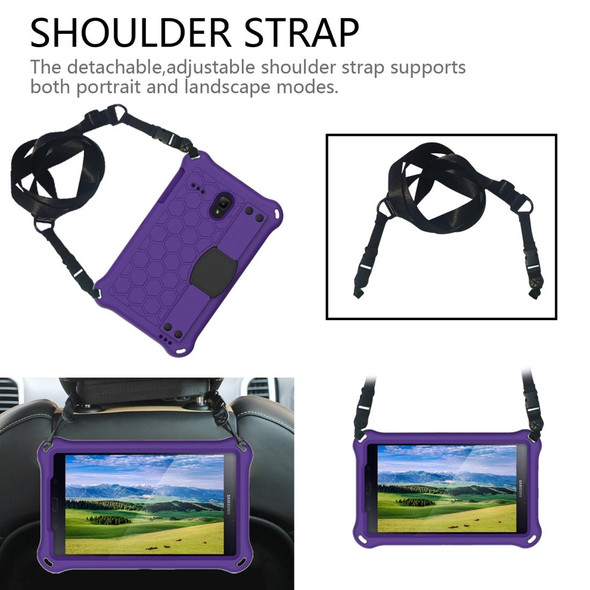 For GalaxyTab A 8.0 (2017)T380 Honeycomb Design EVA + PC Four Corner Anti Falling Flat Protective Shell With Straps(Purple+Black)