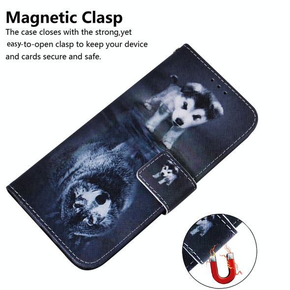 For Realme 11 5G Global Coloured Drawing Flip Leatherette Phone Case(Wolf and Dog)