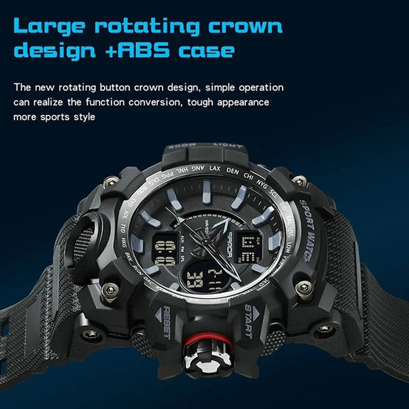 SANDA 3132 Men Multifunctional Waterproof Luminous Sports Watch(Black Blue)
