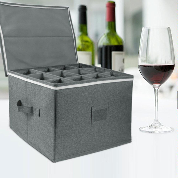 Foldable Stemmed Wine Glass Storage Box(Grey)