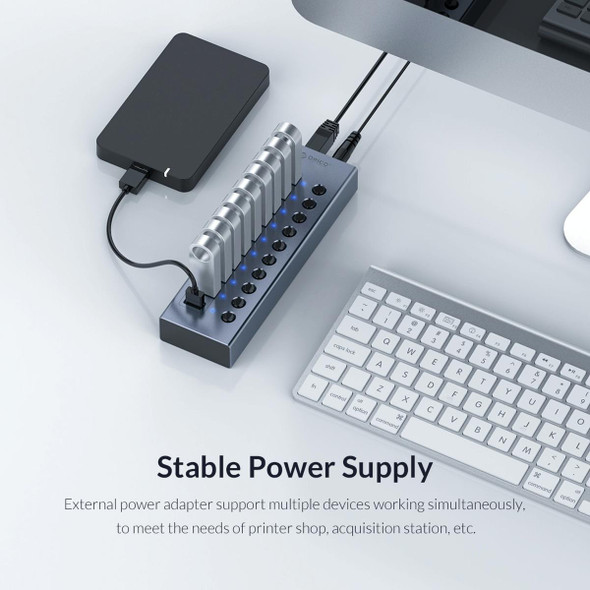 ORICO BT2U3-7AB-GY-BP 7 Ports USB 3.0 HUB with Individual Switches(UK Plug)