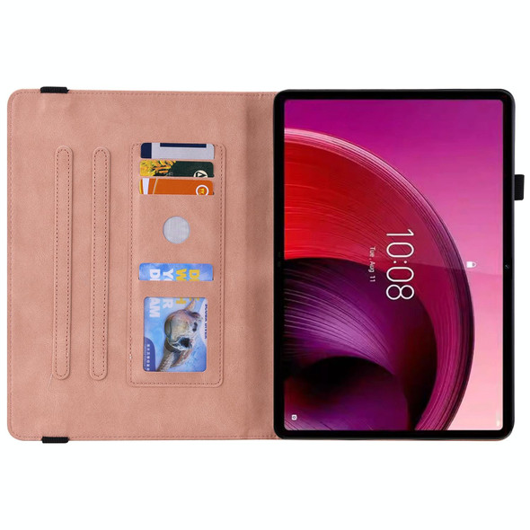 For Lenovo Tab M10 5G 10.6 inch Butterfly Flower Embossed Leatherette Tablet Case(Rose Gold)
