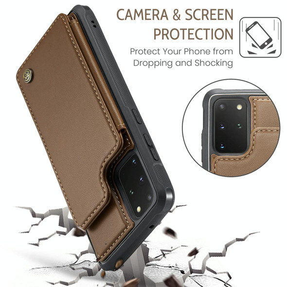 For Samsung Galaxy S20+ CaseMe C22 Card Slots Holder RFID Anti-theft Phone Case(Brown)