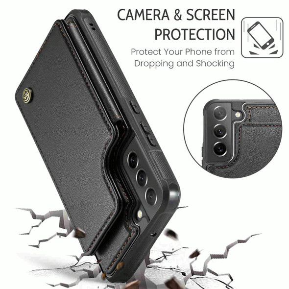 For Samsung Galaxy S21 FE 5G CaseMe C22 Card Slots Holder RFID Anti-theft Phone Case(Black)