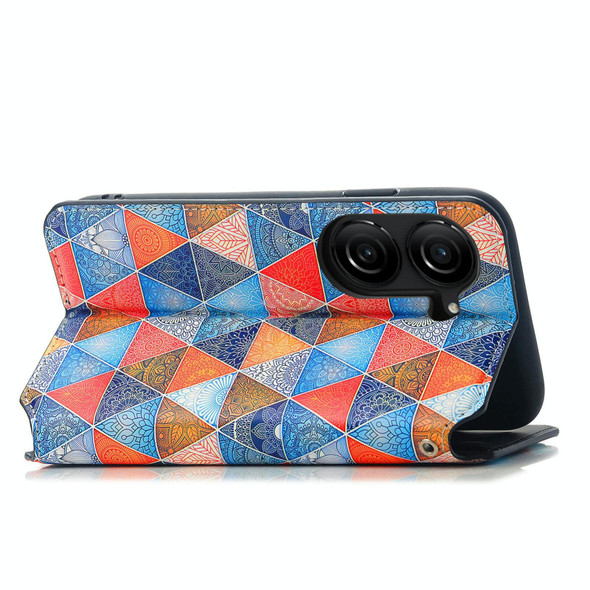 For ASUS  Zenfone 10 CaseNeo Colorful Magnetic Leatherette Phone Case(Rhombus Mandala)