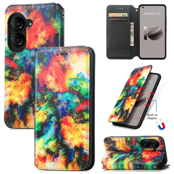 For ASUS  Zenfone 10 CaseNeo Colorful Magnetic Leatherette Phone Case(Colorful Cloud)