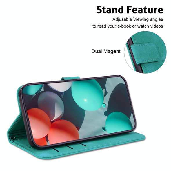For Motorola Moto G14 7-shaped Embossed Leatherette Phone Case(Green)