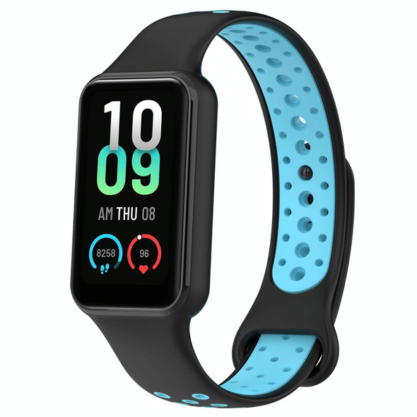 For Xiaomi Smart Band 8 Active Dual Color Breathable Sports Silicone Watch Band(Black Blue)