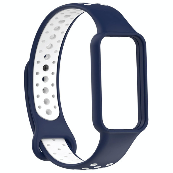 For Xiaomi Smart Band 8 Active Dual Color Breathable Sports Silicone Watch Band(Blue White)