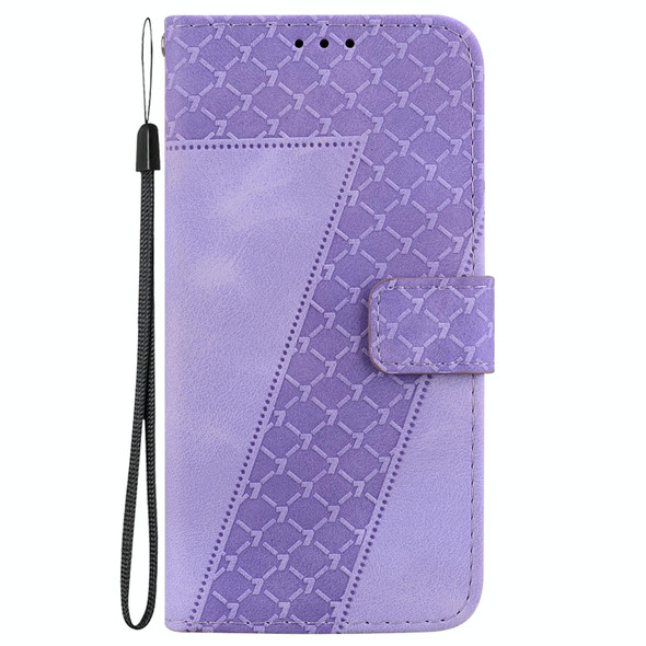 For Motorola Moto G14 7-shaped Embossed Leatherette Phone Case(Purple)