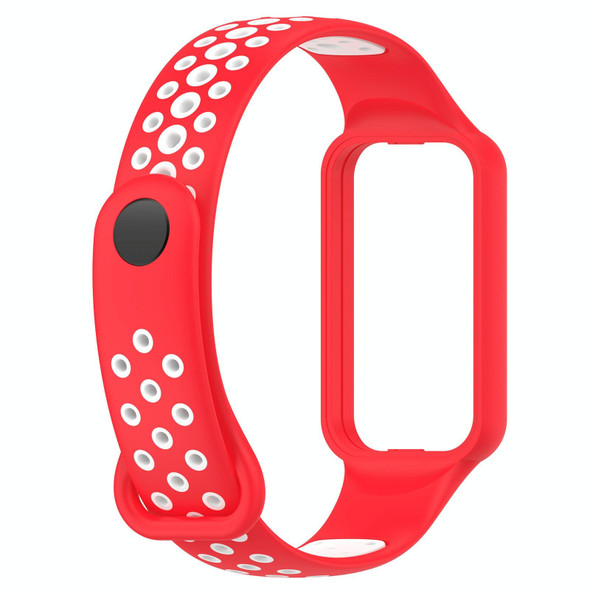 For Xiaomi Smart Band 8 Active Dual Color Breathable Sports Silicone Watch Band(Red White)