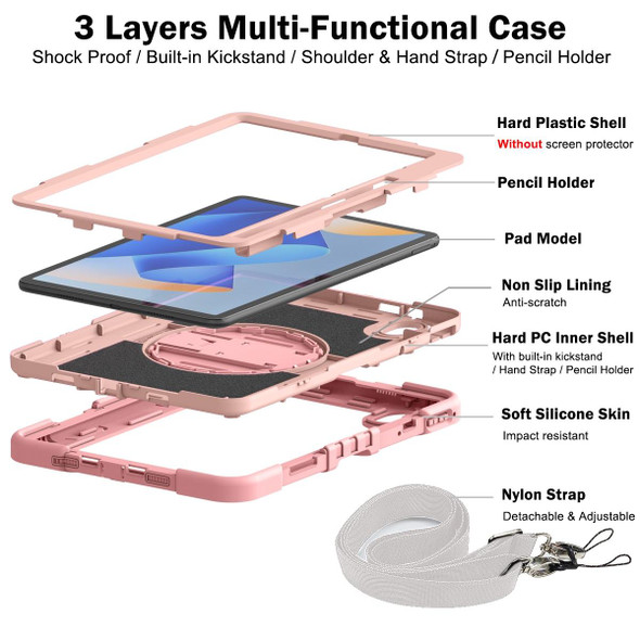 For Huawei MatePad 11 2023 360 Degree Rotation PC Contrast Silicone Tablet Case(Rose Gold)