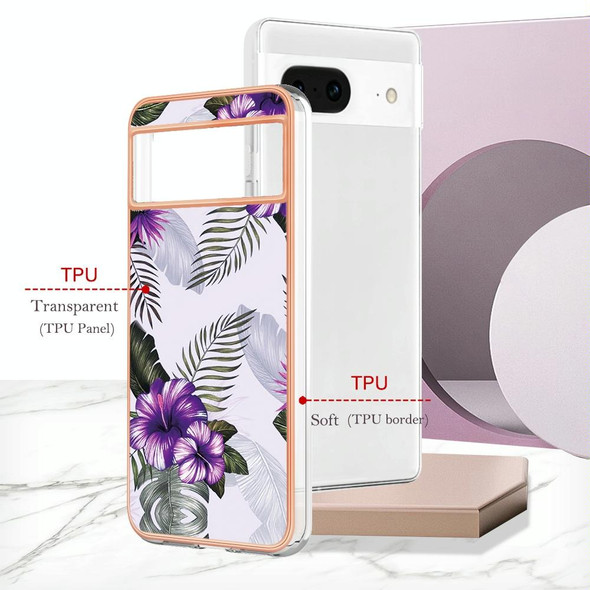 For Google Pixel 8 Electroplating IMD TPU Phone Case(Purple Flower)