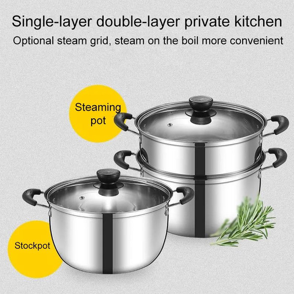 Single Layer 26cm Stainless Steel Thickened Soup Pot Small Stew Pot Induction Gas Stove Universal Pots
