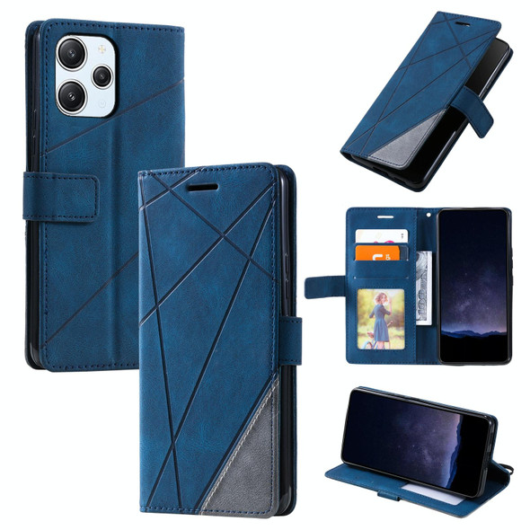 For Redmi 12 4G Skin Feel Splicing Leatherette Phone Case(Blue)