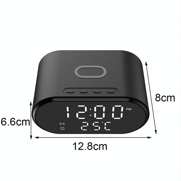 15W LED Mirror Wireless Charger Desktop Multifunctional Mini Clock(Black)