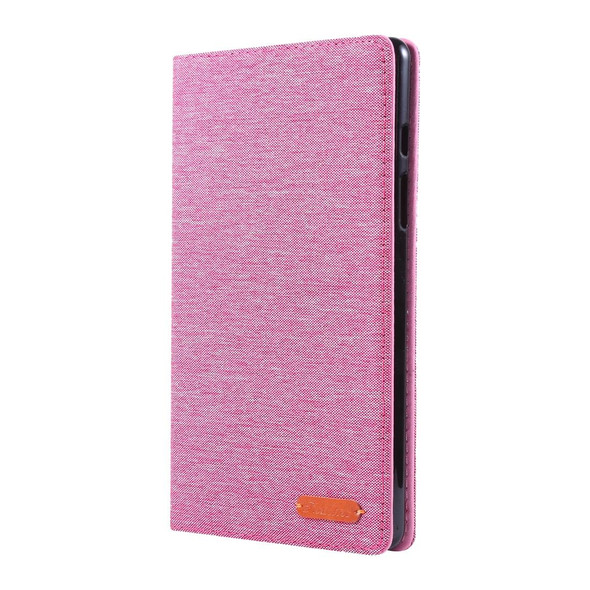 For Galaxy Tab A8.0  T290 / T295 (2019) Cloth Teature Horizontal Flip PU Leatherette Case with with Holder & Card Slots(Rose Red)