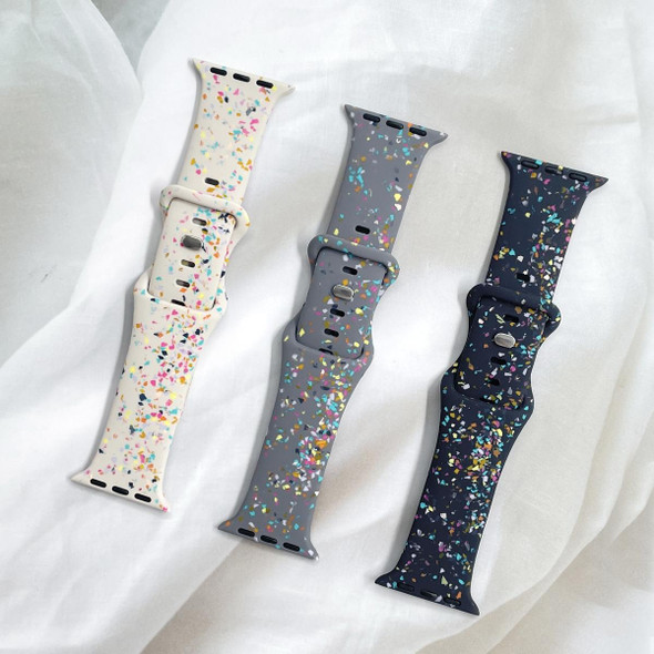 For Apple Watch SE 2022 40mm Floral Silicone Watch Band(Starlight)