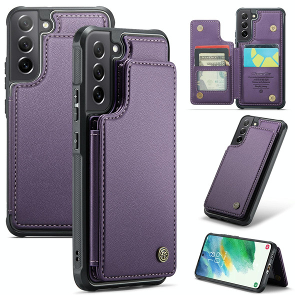 For Samsung Galaxy S21 FE 5G CaseMe C22 Card Slots Holder RFID Anti-theft Phone Case(Purple)