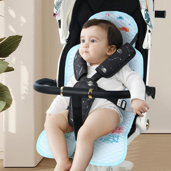 Baby Stroller Mat Seat Cushion Safety Seat Ice Silk Cushion, Color: Five-point Blue Whale