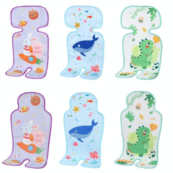 Baby Stroller Mat Seat Cushion Safety Seat Ice Silk Cushion, Color: Five-point Blue Whale