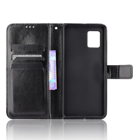 Aquos Zero6 Crazy Horse Texture Horizontal Flip Leatherette Case with Holder & Card Slots & Lanyard(Black)