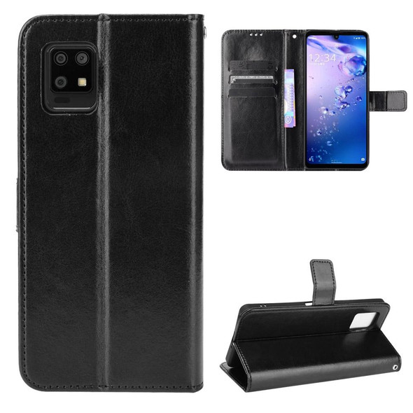 Aquos Zero6 Crazy Horse Texture Horizontal Flip Leatherette Case with Holder & Card Slots & Lanyard(Black)