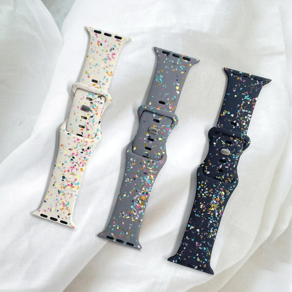 For Apple Watch SE 2023 40mm Floral Silicone Watch Band(Starlight)