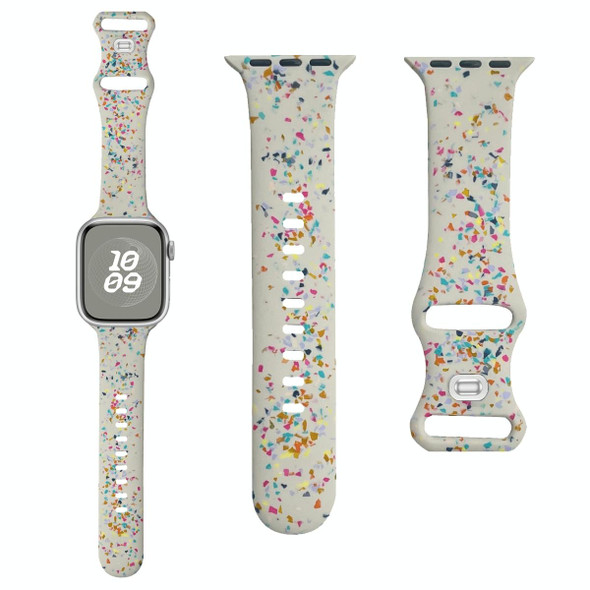 For Apple Watch SE 2023 40mm Floral Silicone Watch Band(Starlight)