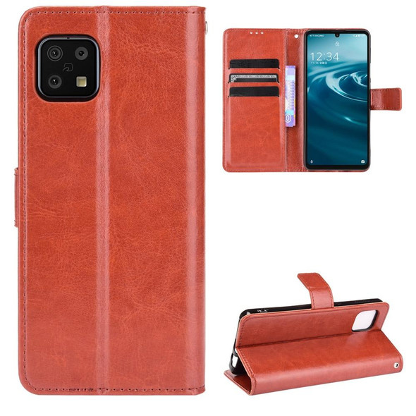 Aquos Sense6 Crazy Horse Texture Horizontal Flip Leatherette Case with Holder & Card Slots & Lanyard(Brown)