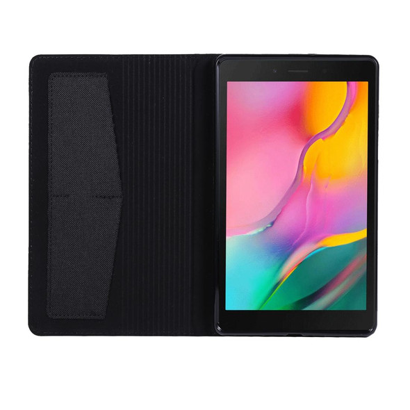 For Galaxy Tab A8.0  T290 / T295 (2019) Cloth Teature Horizontal Flip PU Leatherette Case with with Holder & Card Slots(Black)