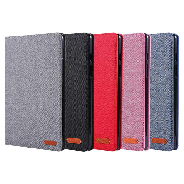 For Galaxy Tab A8.0  T290 / T295 (2019) Cloth Teature Horizontal Flip PU Leatherette Case with with Holder & Card Slots(Black)